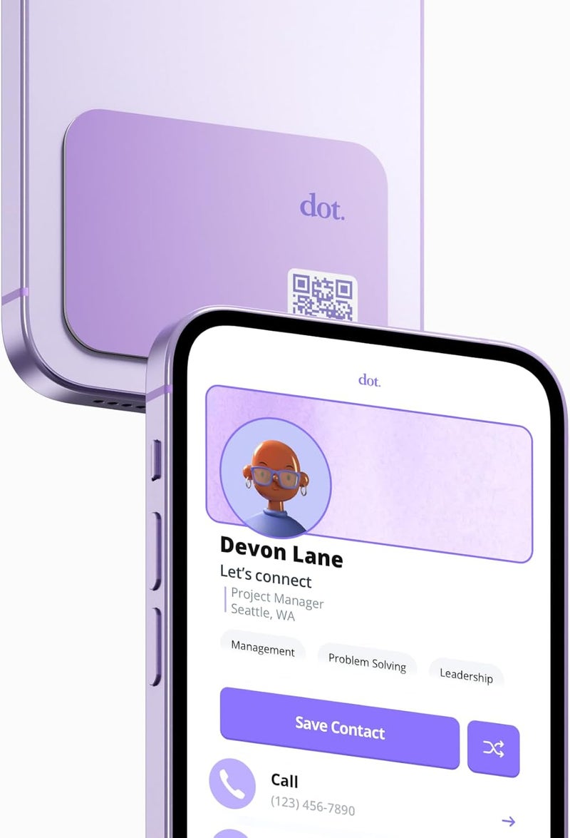 Dot . Thin - Digital Business Card - Tap Compatible with iPhone & Android (Purple) - Image 1